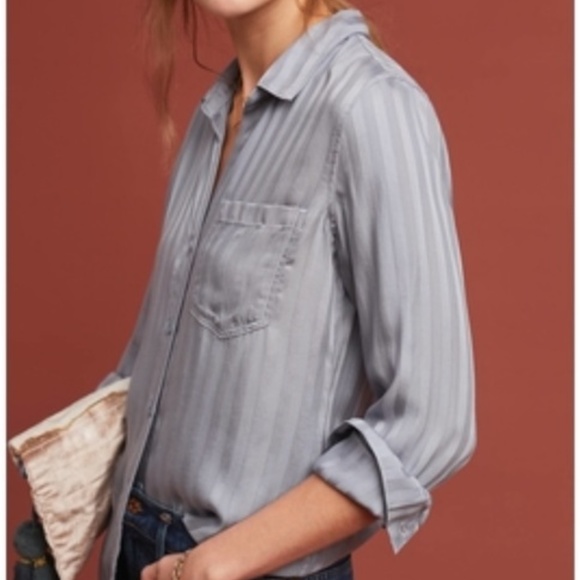 Anthropologie Tops - Anthropologie Grace Striped Slate Buttondown Shirt